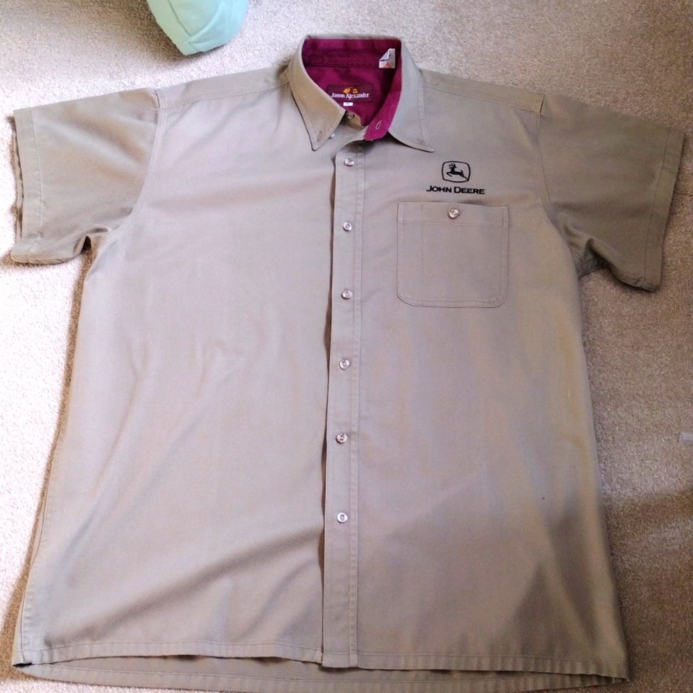 JOHN DEERE:  Men's XL TAN Work Shirt Button up
